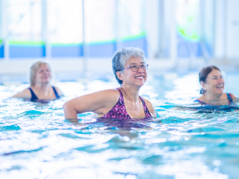 ladies doing aqua aerobics in pool