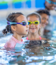little girls doing swim lessons